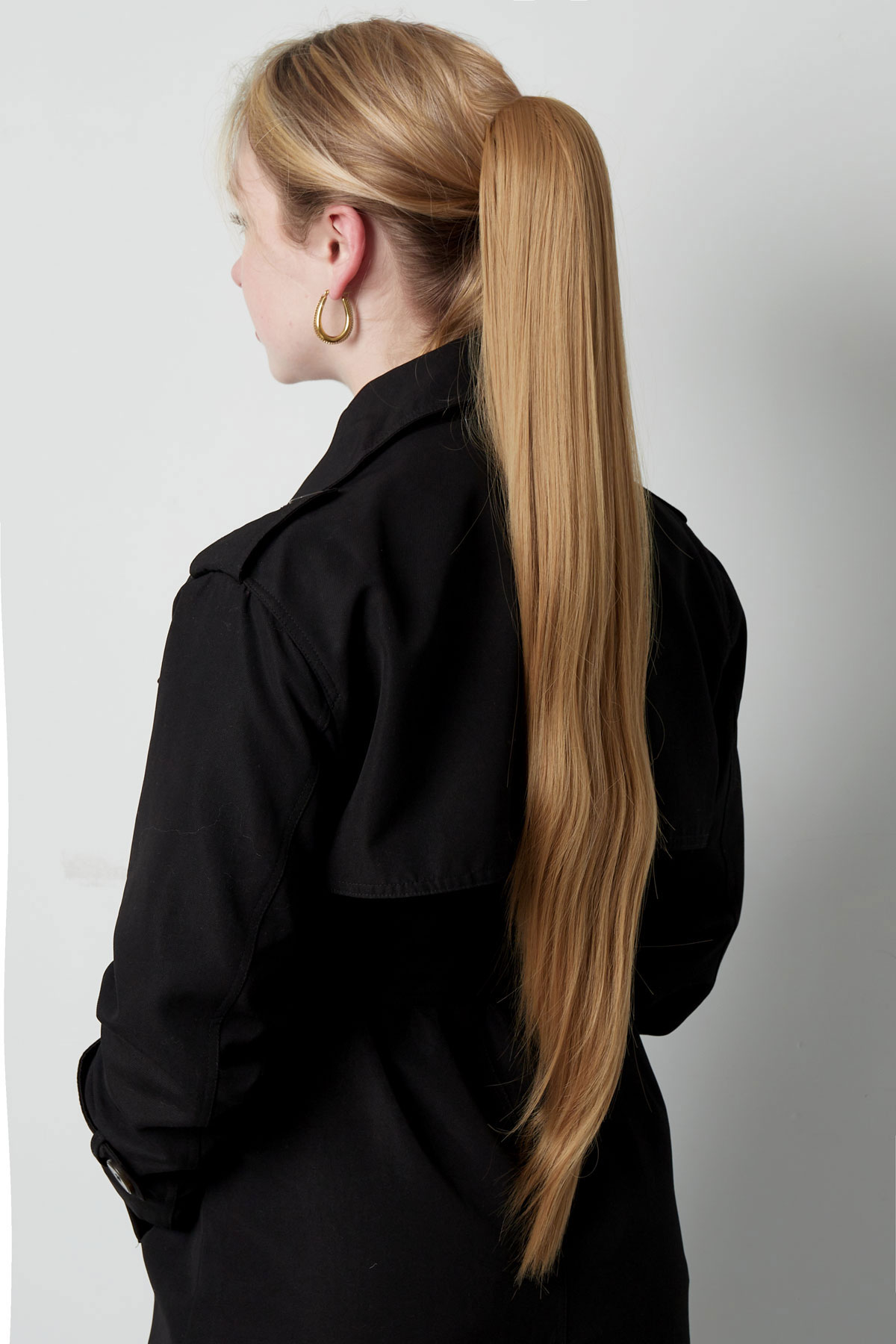 Ponytail clip in straight - black/white h5 Picture3